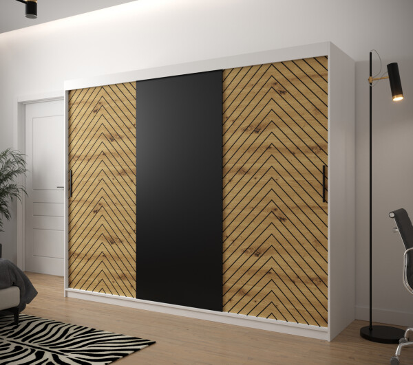 Šatní skříň Abi Jodelka Barva korpusu: Bílá, Rozměry: 250 cm, Dveře: Dub artisan