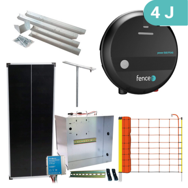 Expert sada solární ohradník - Kompletní přenosná schránka + 4J zdroj, panel 100 W, síť ovce 90 cm