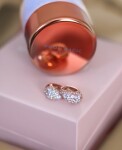 Royal Fashion náušnice 14k zlato Vermeil GU-DR23080E-ROSEGOLD-MOONSTONE-TOPAZ