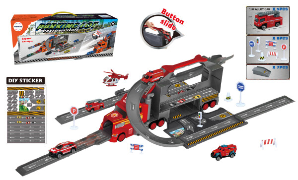 Mamido Velký hasičský kamion s parkovištěm a dráhou 1:64