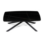 Stůl konferenční, deska slinutá keramika 120x70cm, černý mramor, nohy černý kov