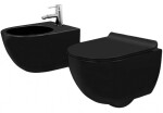 REA/S - SET závěsné WC Carlo Mini Black Mat + Bidet Carlo Black KPL-00672