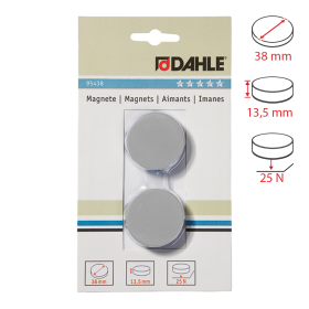 Dahle magnet přídržný, Ø 38 mm, 25 N, 2 ks, šedý