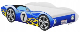 DumDekorace Výjimečná modrá postel ve tvaru závodního auta 160 x 80 cm