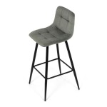 Židle barová, zelená látka, čtyřnohá kovová podnož, černý mat