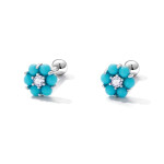 Stříbrné náušnice s tyrkysovým magnezitem Claudie, stříbro 925/1000, Tyrkysová