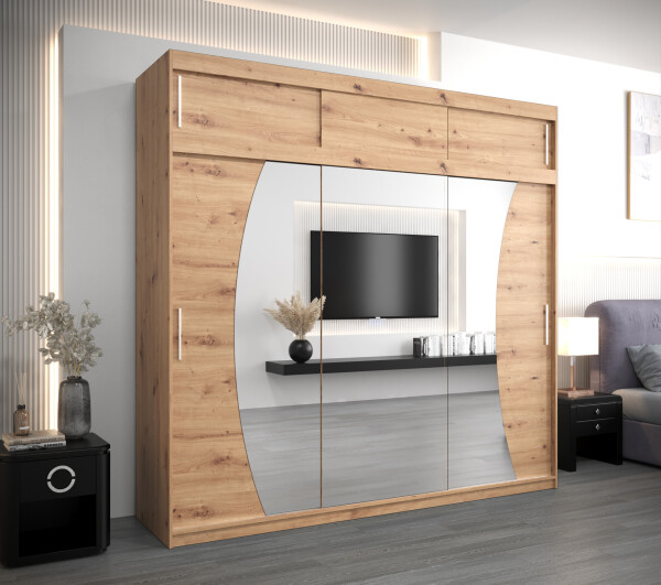 Šatní skříň Abi W0 s nástavcem Barva korpusu: Dub artisan, Rozměry: 250 cm, Dveře: Dub artisan