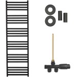CERANO Koupelnový radiátorový set Fulgiduson - ústřední výtápění - boční jednobodové připojení - 765W - černá matná - 1800x530 mm