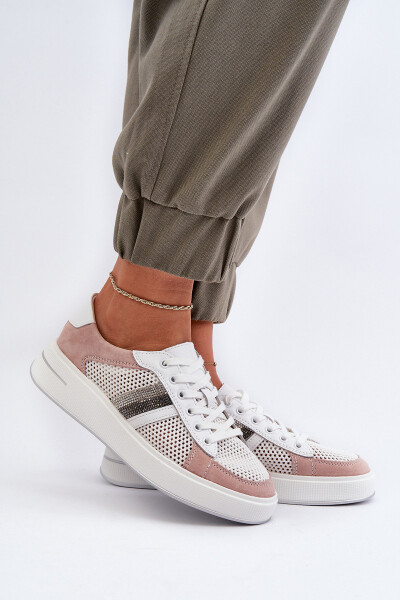 Dámské kožené tenisky D&A LR110 bílo-růžové 40