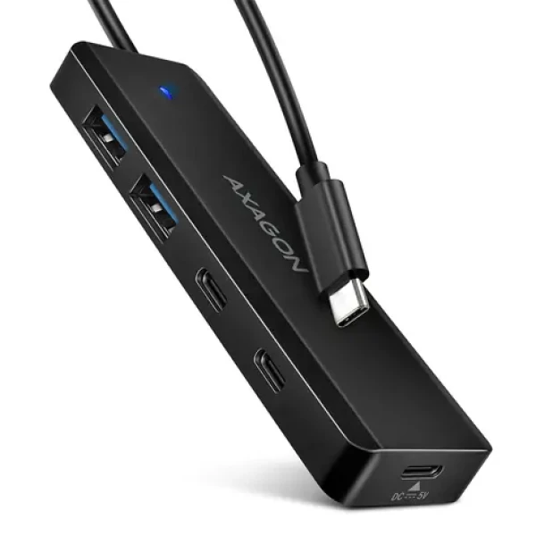 AXAGON HUE-C2C, 4× USB 5Gbps TRAVEL hub, 2× USB-A + 2× USB-C, USB-C napájení, kabel USB-C 19cm (HUE-C2C)