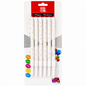 Cake star Dortové svíčky CONFETTI bílé se zlatem 6 ks