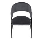 Židle jidelní, šedá látka, černá kovová noha