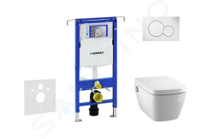 GEBERIT - Duofix Modul pro závěsné WC s tlačítkem Sigma01, alpská bílá + Tece One - sprchovací toaleta a sedátko, Rimless, SoftClose 111.355.00.5 NT1