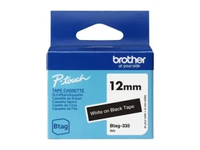 Brother BTAG-335 / Páska do tiskárny štítků / bílý tisk / černý podklad / 12 mm / 4 m (BTAG335)