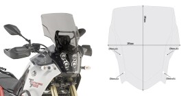 D2145S plexi kouřové Yamaha XT 700 Z Ténéré (19-24), vxš395x395 mm