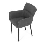 Židle jídelní, snadno čistitelná šedá látka, černý matný lak, kovové nohy