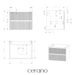 CERANO - Koupelnová skříňka pod umyvadlo Carole - bílá matná rýhovaná - 59x48x45 CER-674926