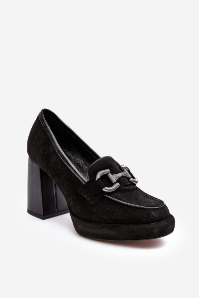 Kožené lodičky na masivním sloupku Laura Messi 2706 černé 40