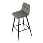 Židle barová, zelená látka, čtyřnohá kovová podnož, černý mat