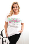 Dámská halenka Plus Size s flitrovým nápisem bílá + zelená UNI