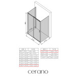 CERANO - Třístěnný sprchový kout Varone LINE U L/P - 6 mm - černá matná, grafitové sklo - 160x70x195 - posuvný CER-8050BD7897