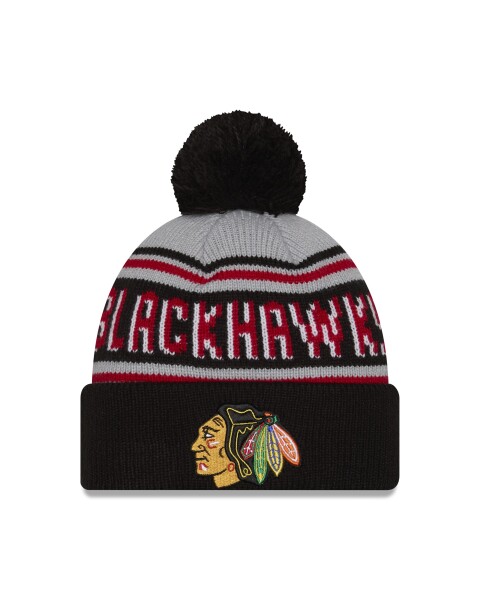 New Era Pánská zimní čepice Chicago Blackhawks NHL Pom Wordmark