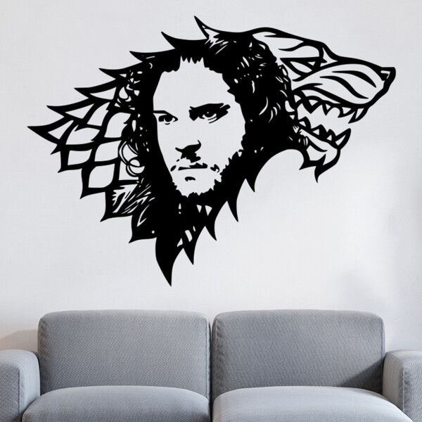 Samolepka Jon Snow Hra o trůny Barva: černá, Velikost: 40 x 29 cm