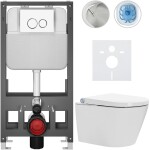 CERANO Závěsné WC s bidetem Basic/Cronus Standard - bílá lesklá - WC tlačítko Dualo/Bílá - volně stojící - předstěnová instalace - 59,3x38,4 cm