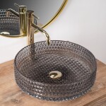 REA - Umyvadlo na desku Cristal Grey 39 nikl Ring REA-U8880