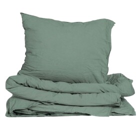 Storefactory Povlečení z organické bavlny Crinkle Mineral Green 150 × 210 cm, zelená barva, textil