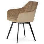 Jídelní židle, potah cappuccino sametová látka, kovové nohy, černý matný lak