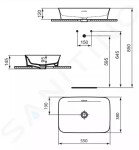 IDEAL STANDARD - Ipalyss Umyvadlo na desku, 550x380 mm, s přepadem, matná bílá E2078V1