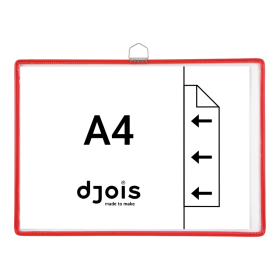 Djois rámeček s kapsou a očkem, A4, otevřený bokem, červený, 5 ks