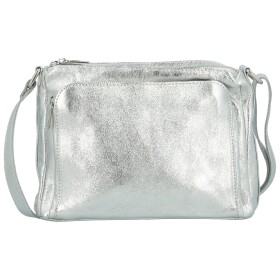 Stylová dámská kožená crossbody Robertina, stříbrná