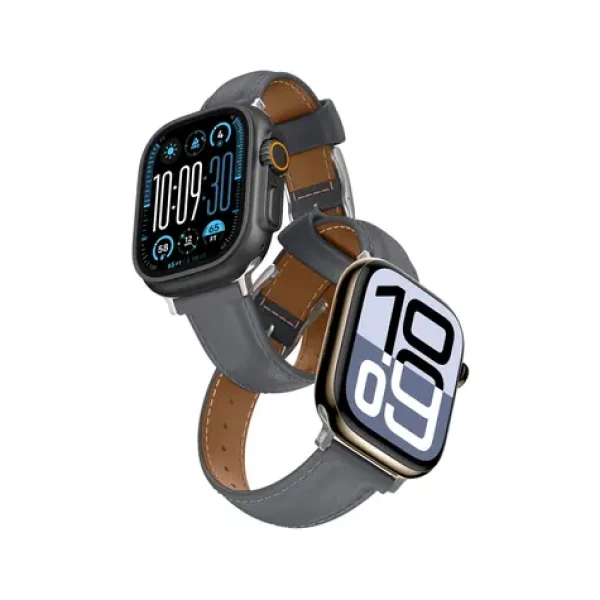 AmazingThing Class Band šedá / Kožený řemínek / pro Apple Watch / 45/46/49 mm