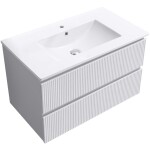 CERANO - Koupelnová skříňka Carole + keramické umyvadlo Todo - bílá matná rýhovaná - 101x50x46,5 CER-089389
