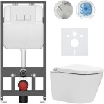 CERANO Závěsné WC s bidetem Basic/Cronus Standard - bílá lesklá - WC tlačítko Modulo/Bílá - závěsné - předstěnová instalace - 59,3x38,4 cm