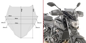 A2140 plexi kouřové Yamaha MT-07 700 (18-20), vxš280x365 mm, včetně montážní sady