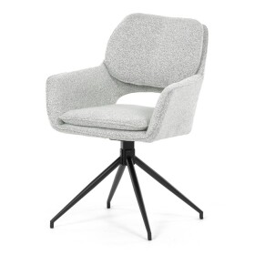 Židle jídelní, krémová látka, noha černý kov, otočný mechanismus 360°