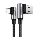 UGREEN US176 Kabel USB-A (M) - USB-C (M) 1m černá / úhlový (6957303828562)