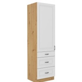 Vysoká potravinová skříňka Stilo 60 DKS-210 3S 1F - Premium Box Barva korpusu: Dub artisan, Barva dvířek: Bílá