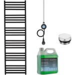 CERANO Koupelnový elektrický radiátorový set Fulgiduson - WIFI - 600W - černá matná - 1800x530 mm