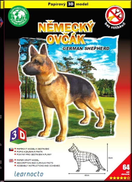 Německý ovčák – Papírový 3D model/64 dílků