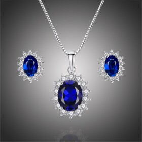Stříbrná souprava šperků Swarovski Elements Kate, stříbro 925/1000, Modrá 40 cm + 5 cm (prodloužení)