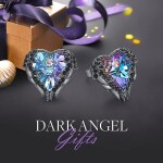 Náušnice Swarovski Elements Dark Angel Violet - andělská křídla, Fialová