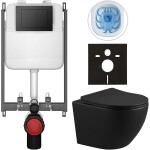 CERANO Kompletní WC set Basic/Cesso - černá matná - WC tlačítko Maxio/Černá - pro zazdění - 49x36 cm - 8050BD86351