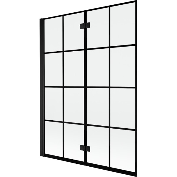MEXEN - MIST vanová zástěna 130x150 cm 6mm 2-s, černá, dekor, levá 8A9-130-002-70-77-L