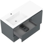 MEXEN/S - Rivel koupelnová skříňka 100 cm s umyvadlem Otis levá, 2S, 1D, reliéf, grafit/bílá mat 91A23-10047-3-BBFFF66-W18L01