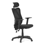 Židle kancelářská, nastavitelný podhlavník, potah černá síťovina mesh, mechanika permanent kontakt