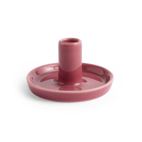 HAY Kameninový svícen Disc XS Berry Pink, červená barva, keramika